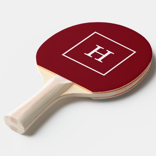 Burgundy Vin White Framework Initial Monogram Pingisracket (Frontvinkel)