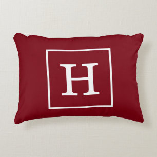 Burgundy Vin White Framework Initial Monogram Prydnadskudde
