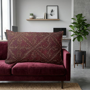 Burgundy Vinläderstruktur Victorian Heritage Lumbarkudde