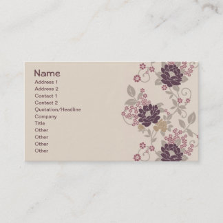 Burgundy Vintage Blommigt Tapet Visitkort