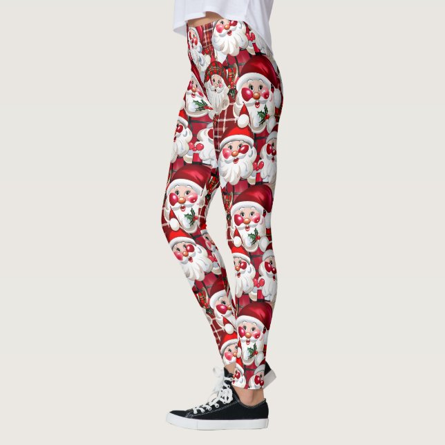 Burgundy Vintage Jultomten Play-jul Leggings (Vänster)