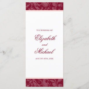 Burgundy virvlar runt rodna rosa damast program