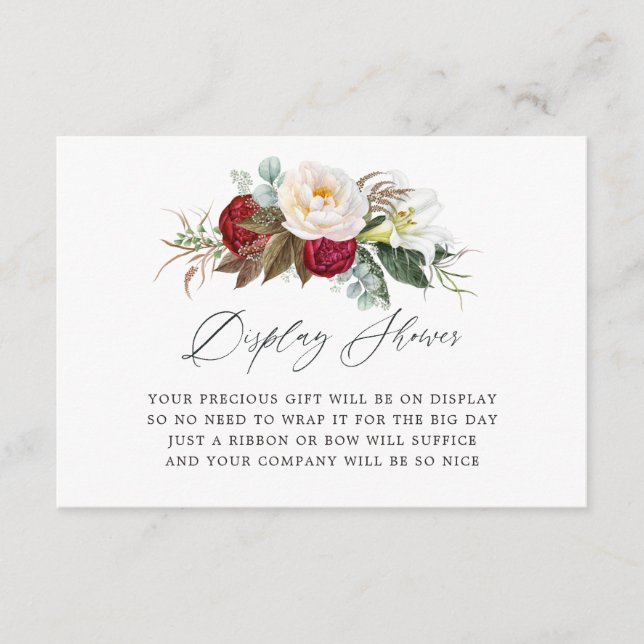 Burgundy - Visning för Möhippa av Marsala-Blommigt Tilläggskort (Framsida)