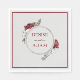 Burgundy & Vit ros Silver Foil Pappersservett