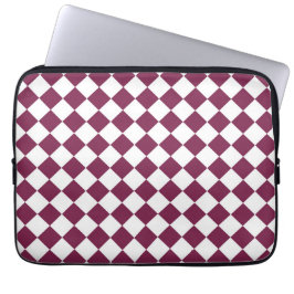 Burgundy Vit Rutdiamondsmönster Laptop Fodral