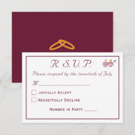 Burgundy & Vit Två Hjärtan Katolsk Bröllop OSA Kort