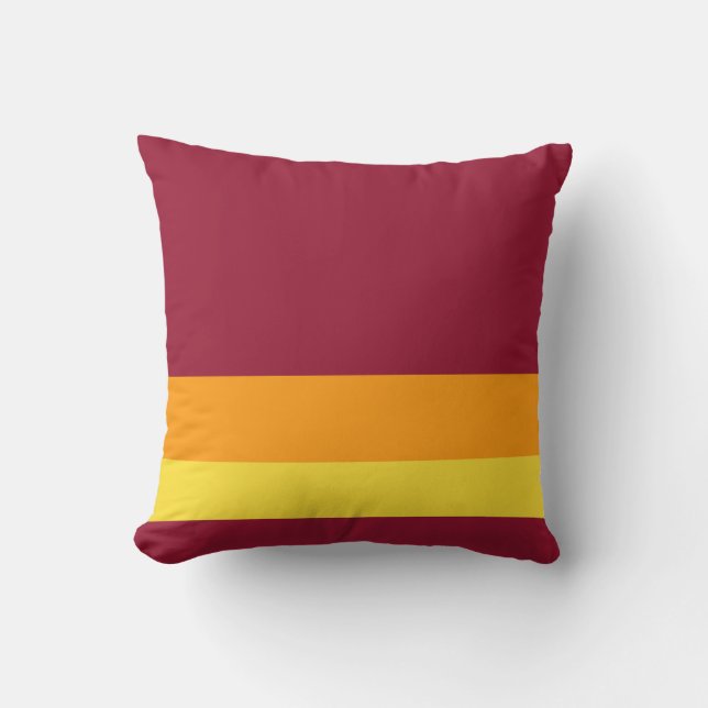 Burgundy w/ Orange och Gult Divider Linjer Kudde (Framsida)