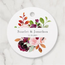 Burgundy Watercolor Autumn Blommigt Bröllop