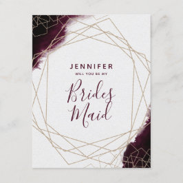 Burgundy Watercolor blir min bridesmaid Inbjudningar
