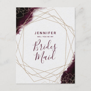 Burgundy Watercolor blir min bridesmaid Inbjudningar