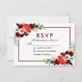 Burgundy Watercolor Blommigt Boho Bröllop OSA