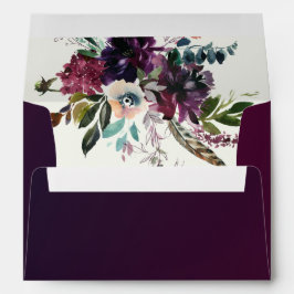 Burgundy Watercolor Blommigt Bröllop