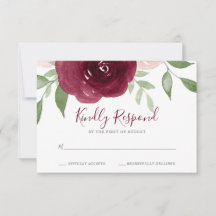 Burgundy Watercolor Blommigt Bröllop OSA