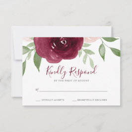 Burgundy Watercolor Blommigt Bröllop OSA