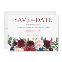 Burgundy Watercolor Blommigt Bröllop