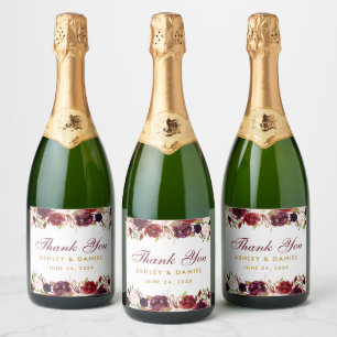 Burgundy Watercolor Blommigt Guld Bröllop