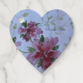 Burgundy Watercolor Blommigt Heart Gåvor Etiketter