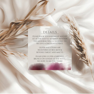 Burgundy Watercolor Bröllop - Elegant Script Tilläggskort