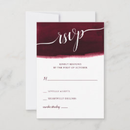 Burgundy Watercolor Bröllop OSA Kort