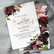 Burgundy Watercolor Flowers Guld Calligraphy