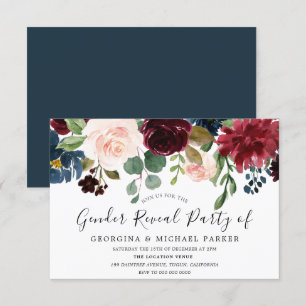Burgundy Watercolor Gender Reveal Party-inbjudan Inbjudningar