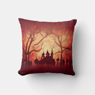 Burgundy Watercolor Halloween Kudde