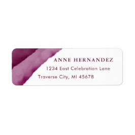 Burgundy Watercolor Modern Returetiketters Returadress Etikett