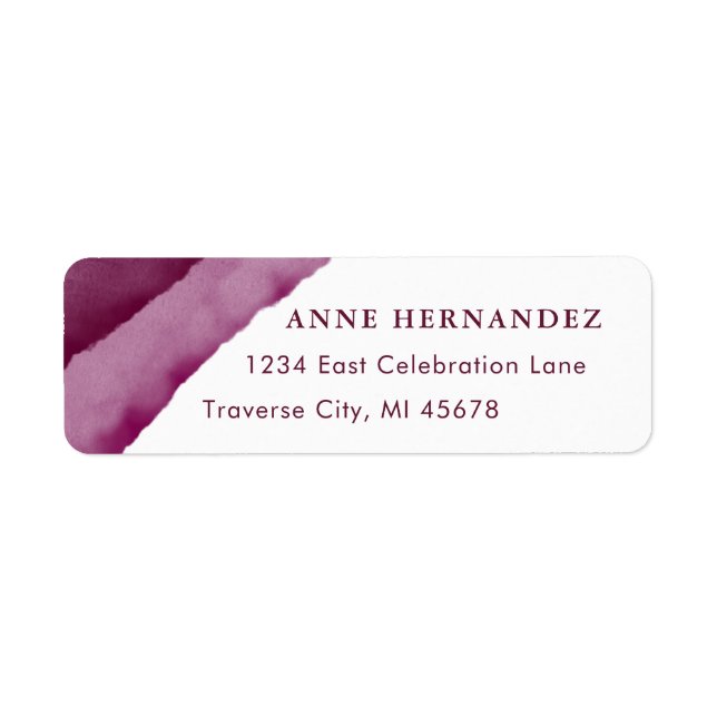 Burgundy Watercolor Modern Returetiketters Returadress Etikett (Framsidan)