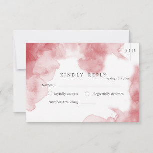 Burgundy Watercolor Modern Soft Bröllop OSA Kort