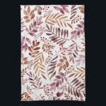 Burgundy Watercolor Rustic Löv  Kökshandduk<br><div class="desc">vattenfärgade färgade botaniska löv mönster</div>