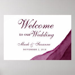 Burgundy Watercolor Välkommen till bröllop Poster