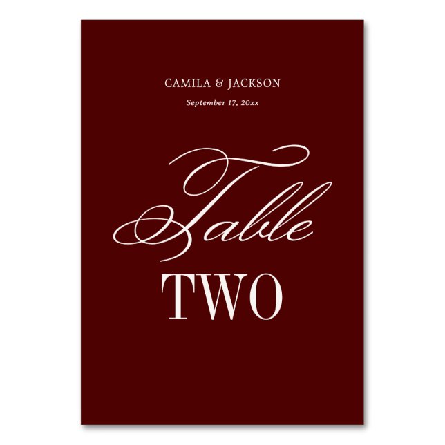 Burgundy Wedding  Bordsnummer (Framsidan)