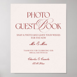 Burgundy Wedding Photo Guest Book Poster
