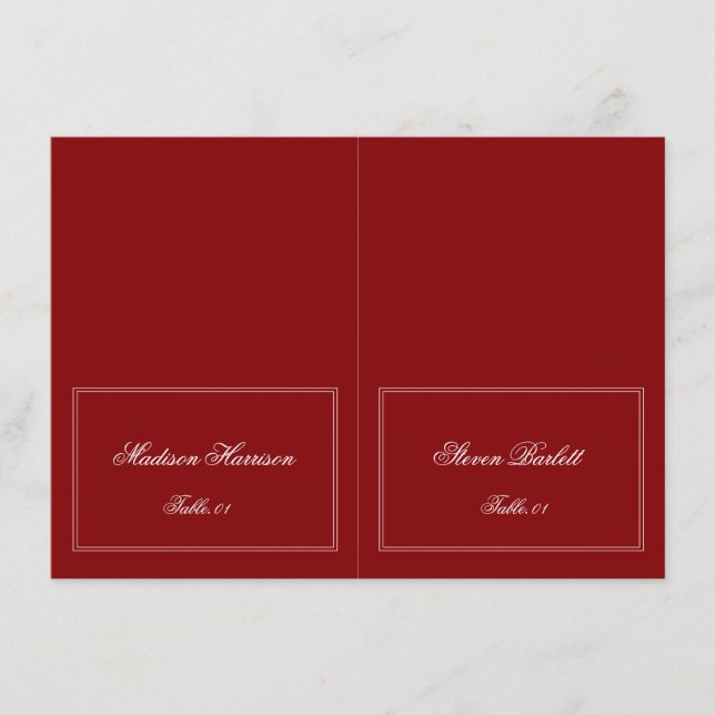 Burgundy Wedding Place Card DIY Inbjudningar (Framsida)
