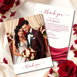 Burgundy Wedding Thank You Card Tack Kort