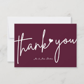 Burgundy wedding thank you cards tack kort