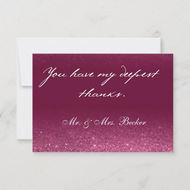 Burgundy wedding thank you cards tack kort (Framsida)