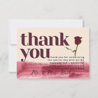 Burgundy wedding thank you cards tack kort