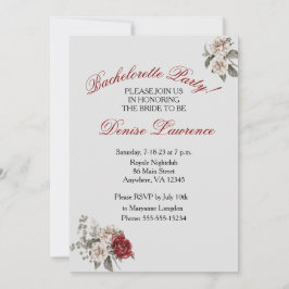 Burgundy White Bachelorette Party-inbjudan Inbjudningar