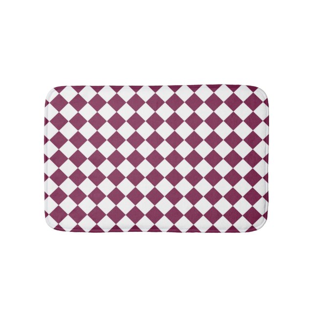 Burgundy White Checker Diamond Pattern Badrumsmatta (Framsidan)