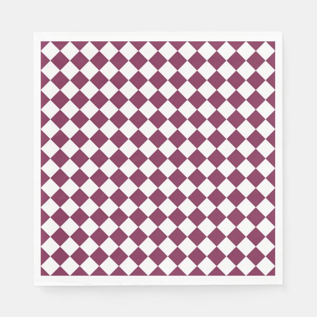Burgundy White Checker Diamond Pattern Pappersservett (Framsidan)