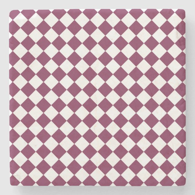Burgundy White Checker Diamond Pattern Stenunderlägg (Framsidan)