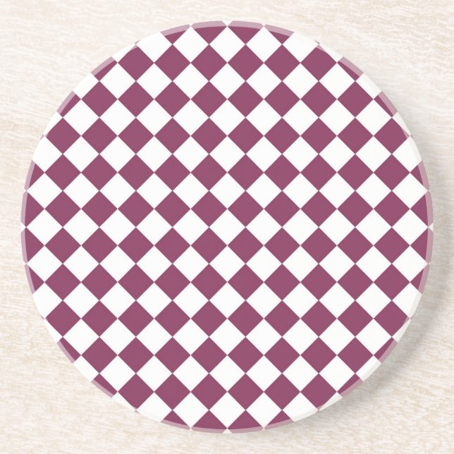 Burgundy White Checker Diamond Pattern Underlägg (Framsidan)