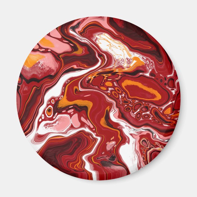 Burgundy White Digital Fluid Art Magnet (Framsidan)