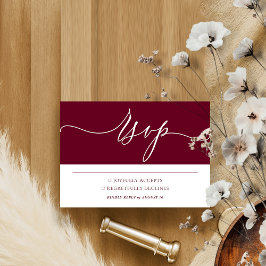 Burgundy White enkel, minimalistisk modern Bröllop OSA Kort