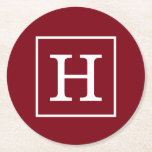 Burgundy White Framed Monogram Underlägg Papper Rund<br><div class="desc">Burgundy och White Framed Initial Monogram A snyggt solid bakgrund med en vit ramyta för din monogram, namn eller annan text. Du kan också ändra teckensnittet, ändra teckensnittet storlekt och färg, flytta texten osv. Om du vill ha den här designen i andra färg kan du bara skicka ett e-postmeddelande till...</div>