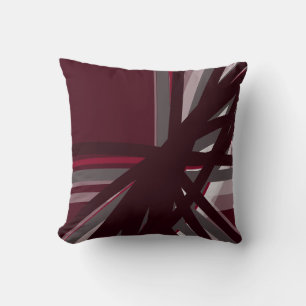 Burgundy White & Grått Artistic Abstrakt Rosett ba Kudde