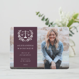 Burgundy+White JD Law skalar Laurel Wand Photo Meddelande