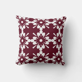 Burgundy & White Modern Mönster Dekorativ kudde