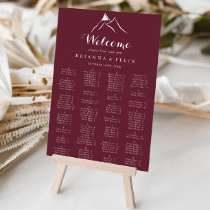 Burgundy White Mountain - alfabetiskt sittningssch Poster